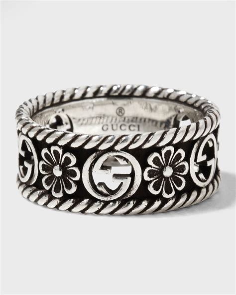 gucci flora sterling silver ring|interlocking g ring in silver.